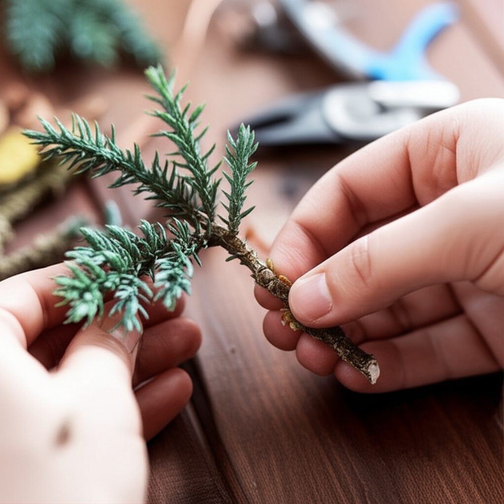 Generate a high-quality, relevant image prompt for an article about: Blue Star Juniper Crafts: Stunn