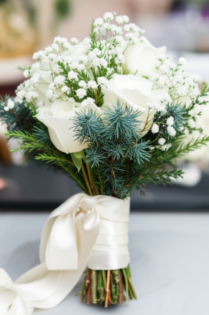 Generate a high-quality, relevant image prompt for an article about: Stunning Blue Star Juniper Wedd