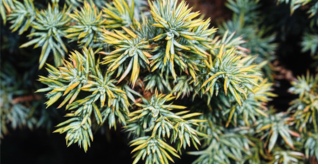 Generate a high-quality, relevant image prompt for an article about: Blue Star Juniper Yellowing: Be