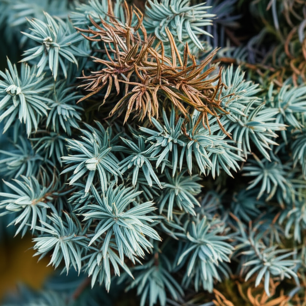 Generate a high-quality, relevant image prompt for an article about: Blue Star Juniper Browning: Fix