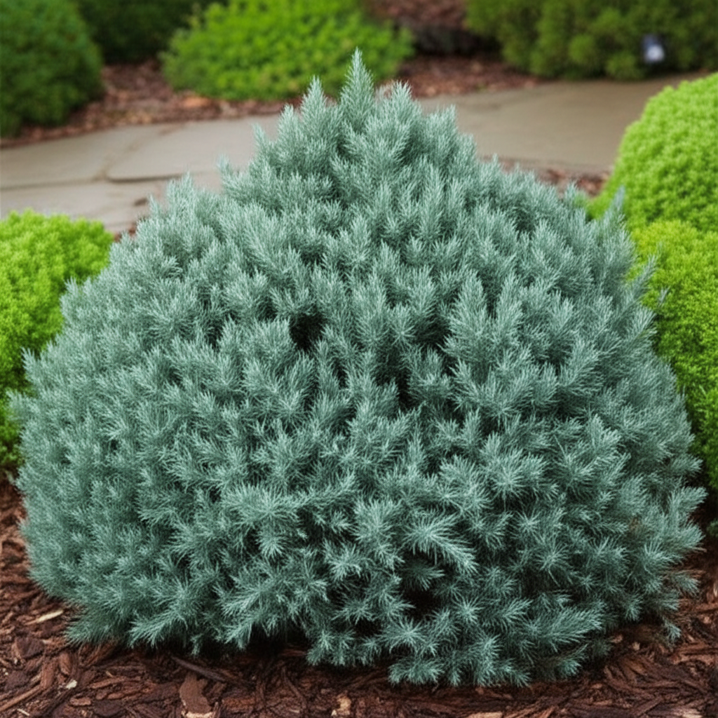 Generate a high-quality, relevant image prompt for an article about: Blue Star Juniper: Stunning Tra