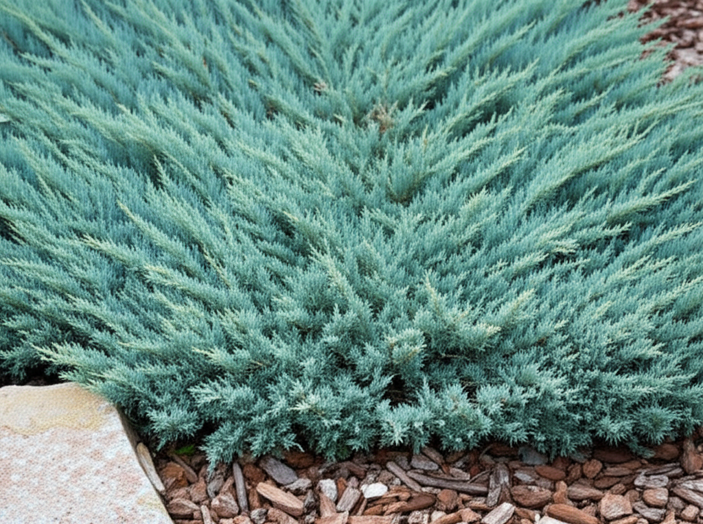 Generate a high-quality, relevant image prompt for an article about: Blue Star Juniper: Stunning Tra