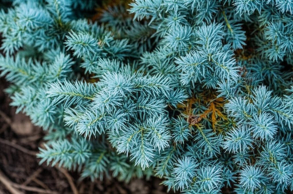 Generate a high-quality, relevant image prompt for an article about: Blue Star Juniper: Stunning Awa