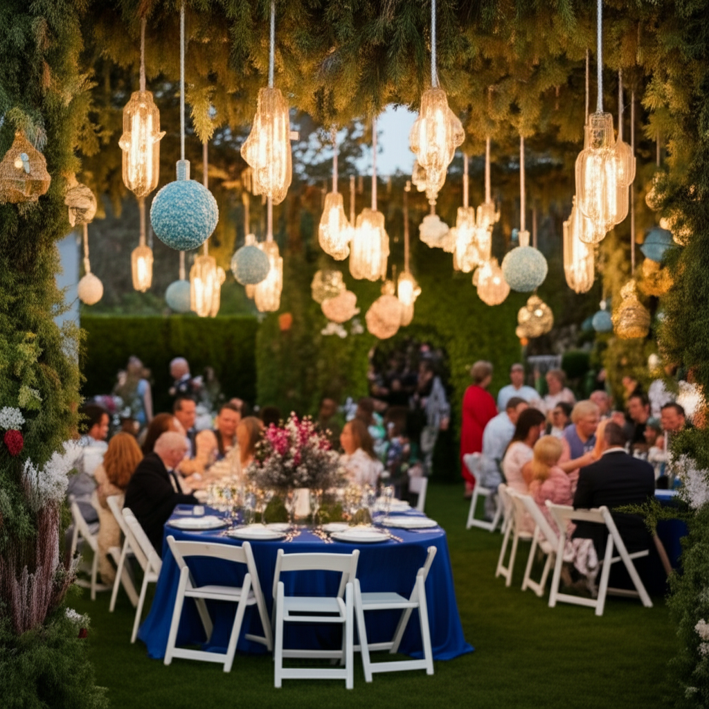 Generate a high-quality, relevant image prompt for an article about: Blue Star Juniper Festivals: Ex