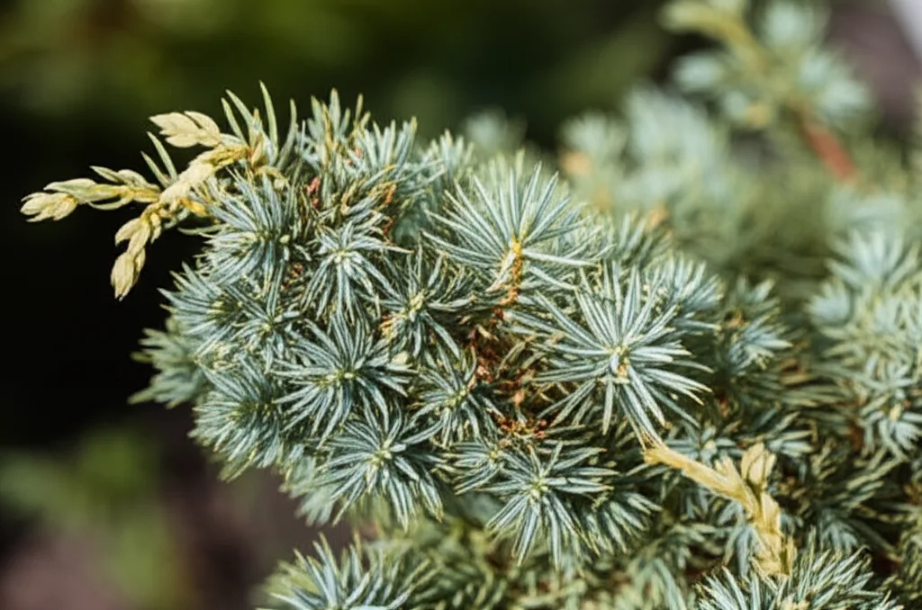 Generate a high-quality, relevant image prompt for an article about: Blue Star Juniper: Essential ID