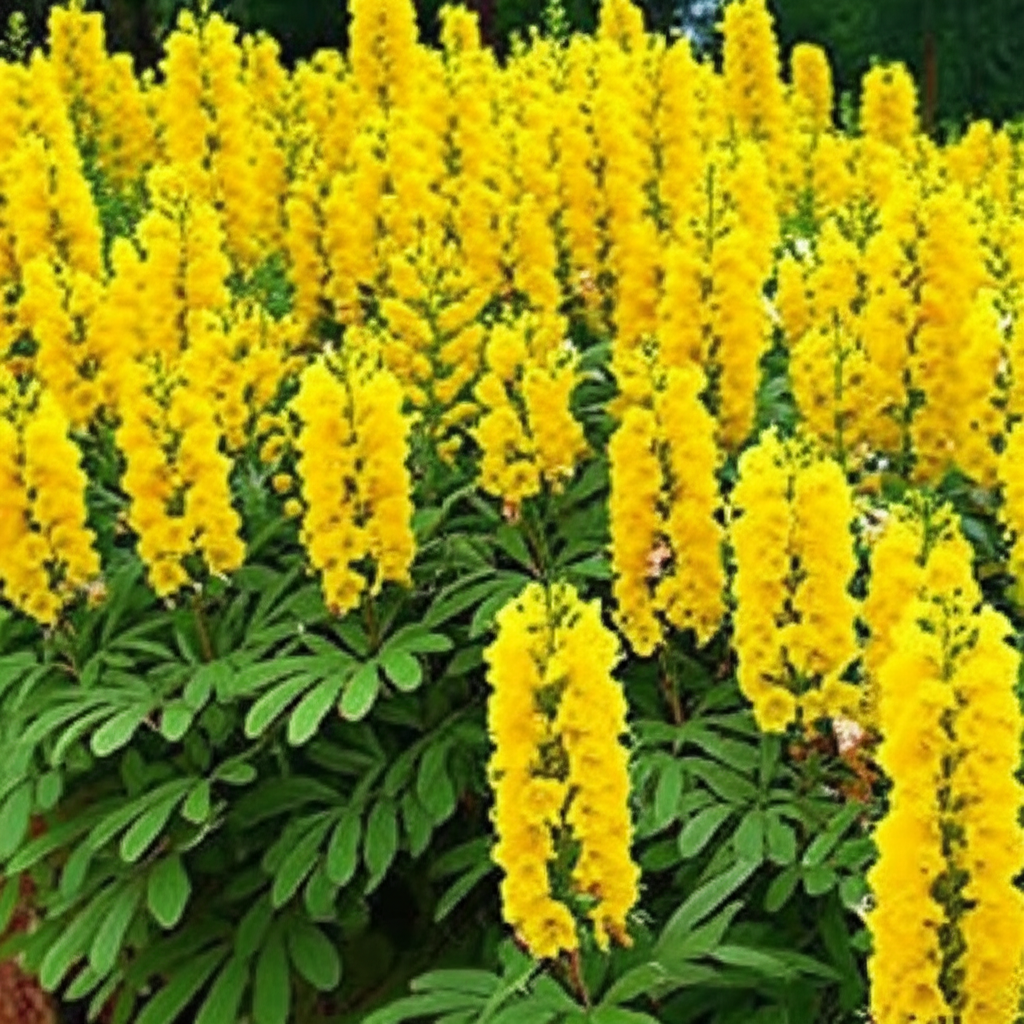 Generate a high-quality, relevant image prompt for an article about: Candle Bush Flower Beds: Stunni