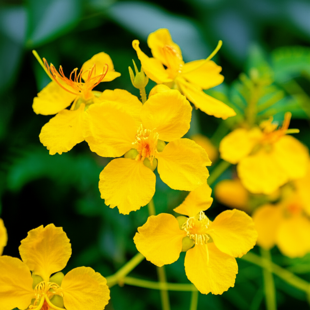 Generate a high-quality, relevant image prompt for an article about: Harvesting Candle Bush Flowers: