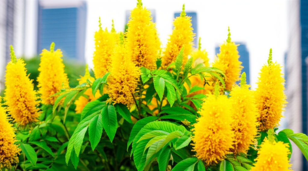 Generate a high-quality, relevant image prompt for an article about: Candle Bush: Stunning Urban Gre