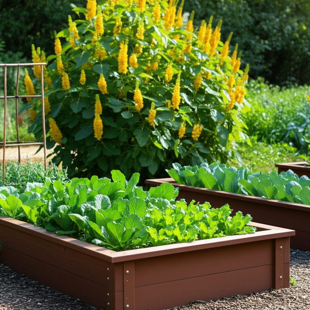 Generate a high-quality, relevant image prompt for an article about: Candle Bush Raised Beds: Effort