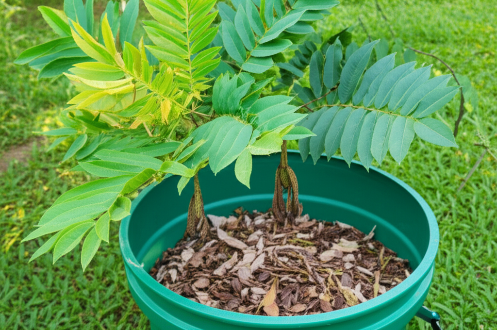 Generate a high-quality, relevant image prompt for an article about: Candle Bush Composting: Effortl