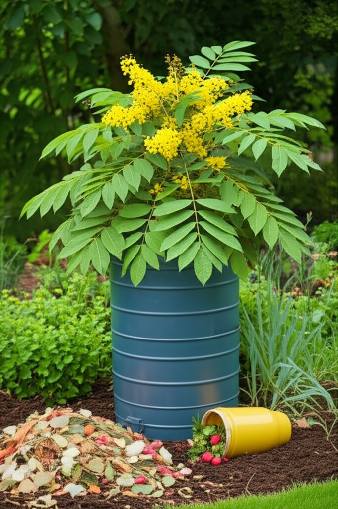 Generate a high-quality, relevant image prompt for an article about: Candle Bush Composting: Effortl