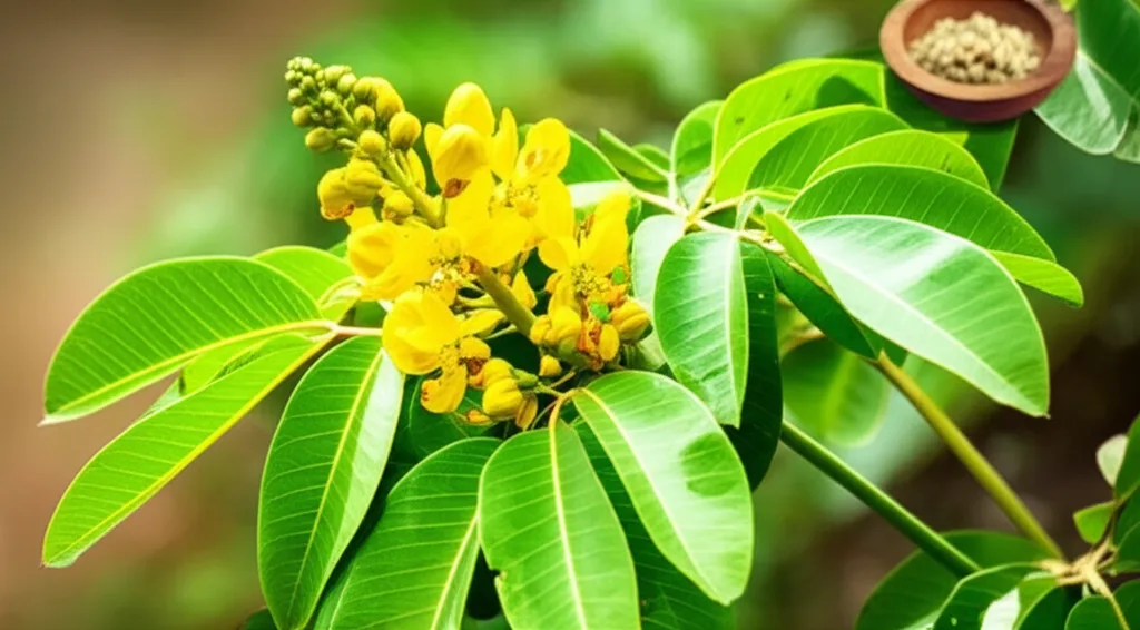 Generate a high-quality, relevant image prompt for an article about: Candle Bush Ayurvedic: Stunning