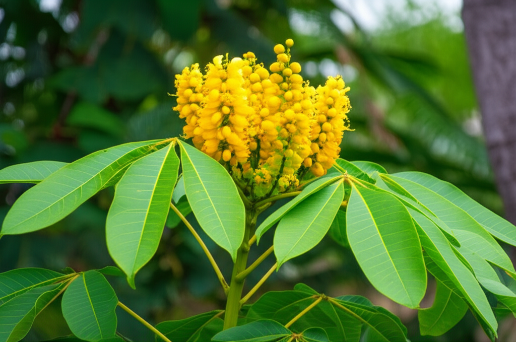 Generate a high-quality, relevant image prompt for an article about: Candle Bush: Stunning Natural H