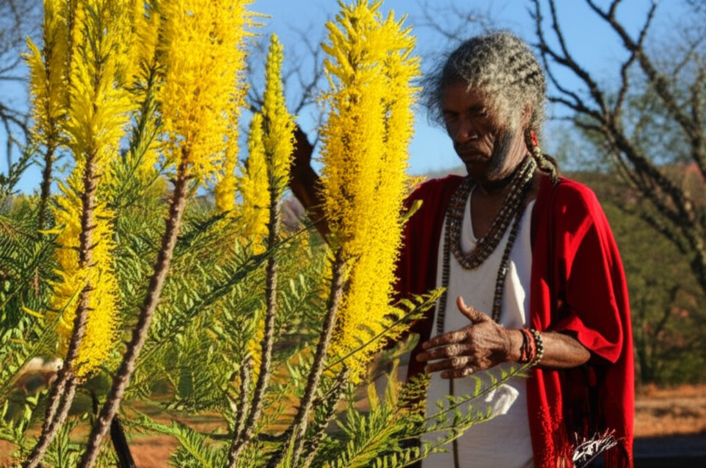 Generate a high-quality, relevant image prompt for an article about: Candle Bush Folklore: Stunning