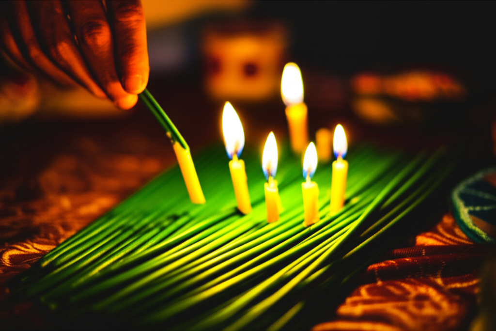 Generate a high-quality, relevant image prompt for an article about: Candle Bush: Essential New Year