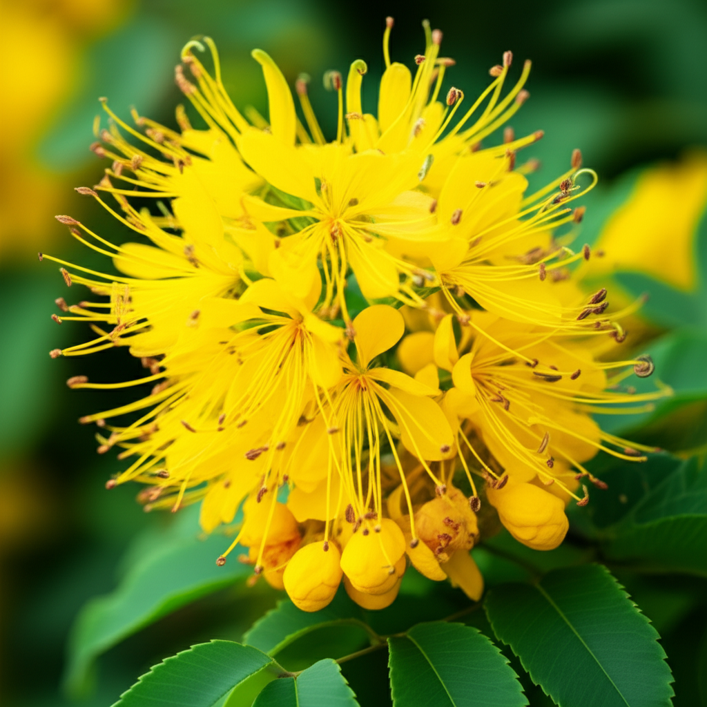 Generate a high-quality, relevant image prompt for an article about: Candle Bush: Ancient Remedies’