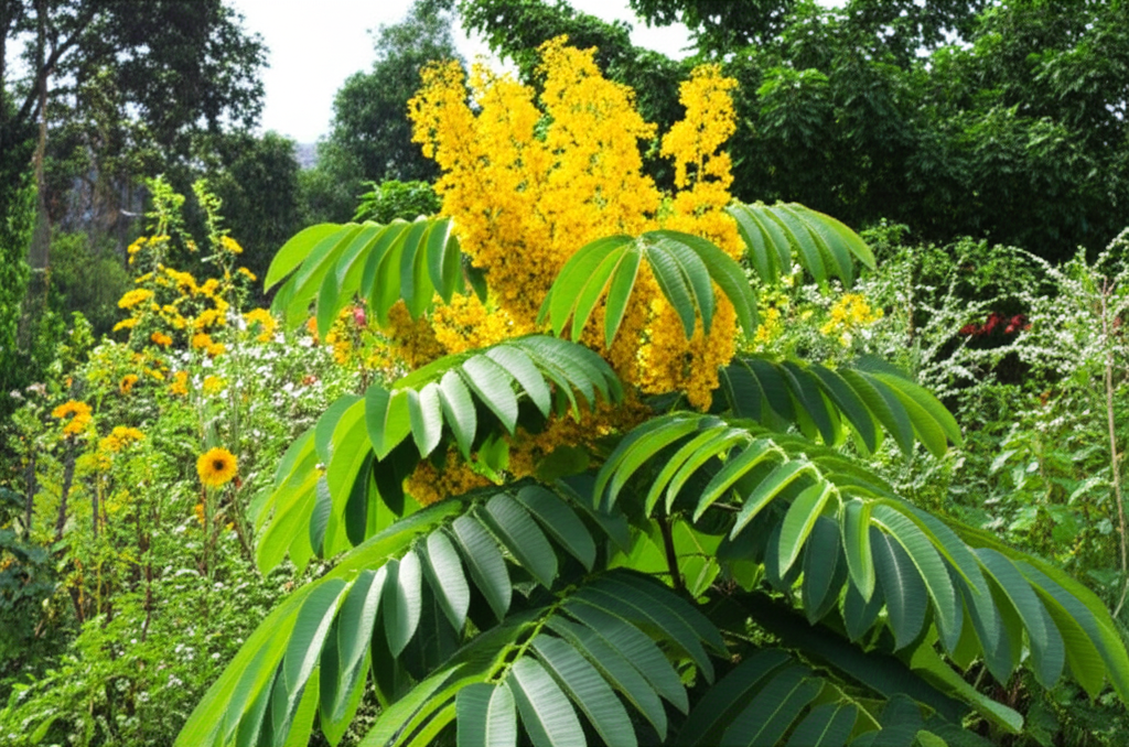 Generate a high-quality, relevant image prompt for an article about: Candle Bush Food Forests: Stunn