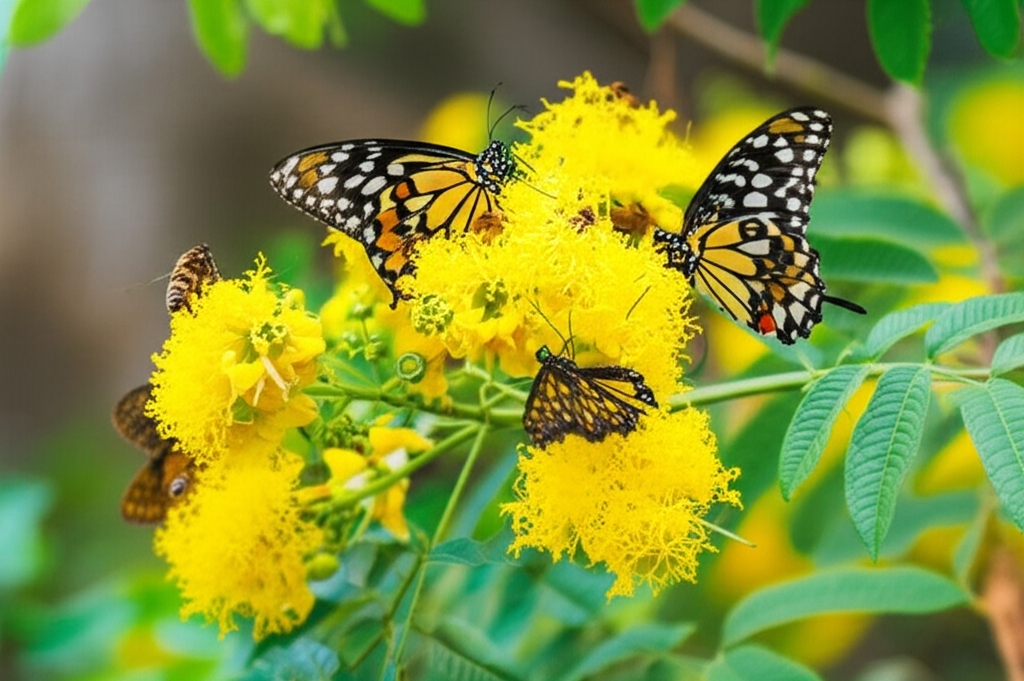 Generate a high-quality, relevant image prompt for an article about: Candle Bush Benefits Pollinator