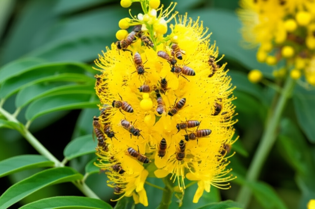 Generate a high-quality, relevant image prompt for an article about: Candle Bush Nectar: Stunning Be
