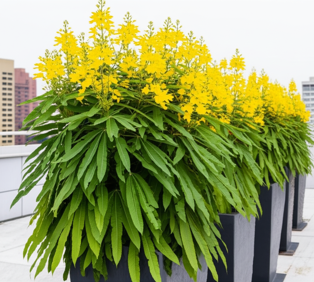 Generate a high-quality, relevant image prompt for an article about: Candle Bush for Roof Gardens: S