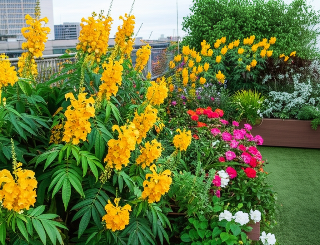 Generate a high-quality, relevant image prompt for an article about: Candle Bush Roof Gardens: Stunn