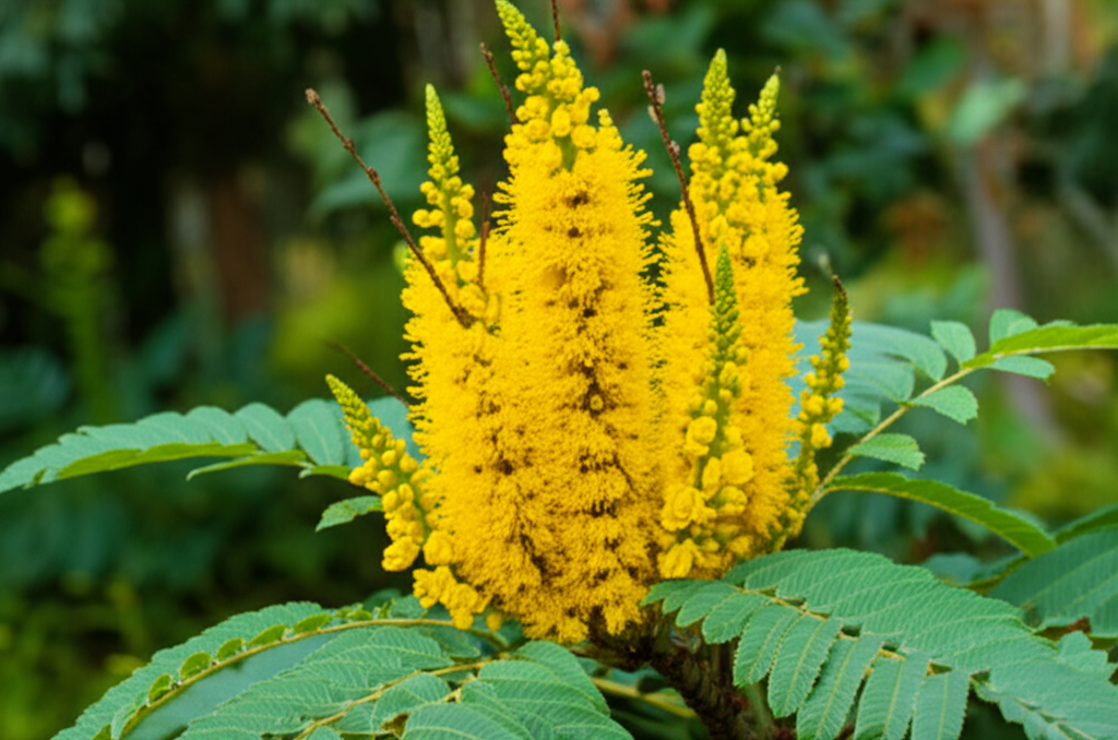 Generate a high-quality, relevant image prompt for an article about: Candle Bush: Stunning Eco-Frien