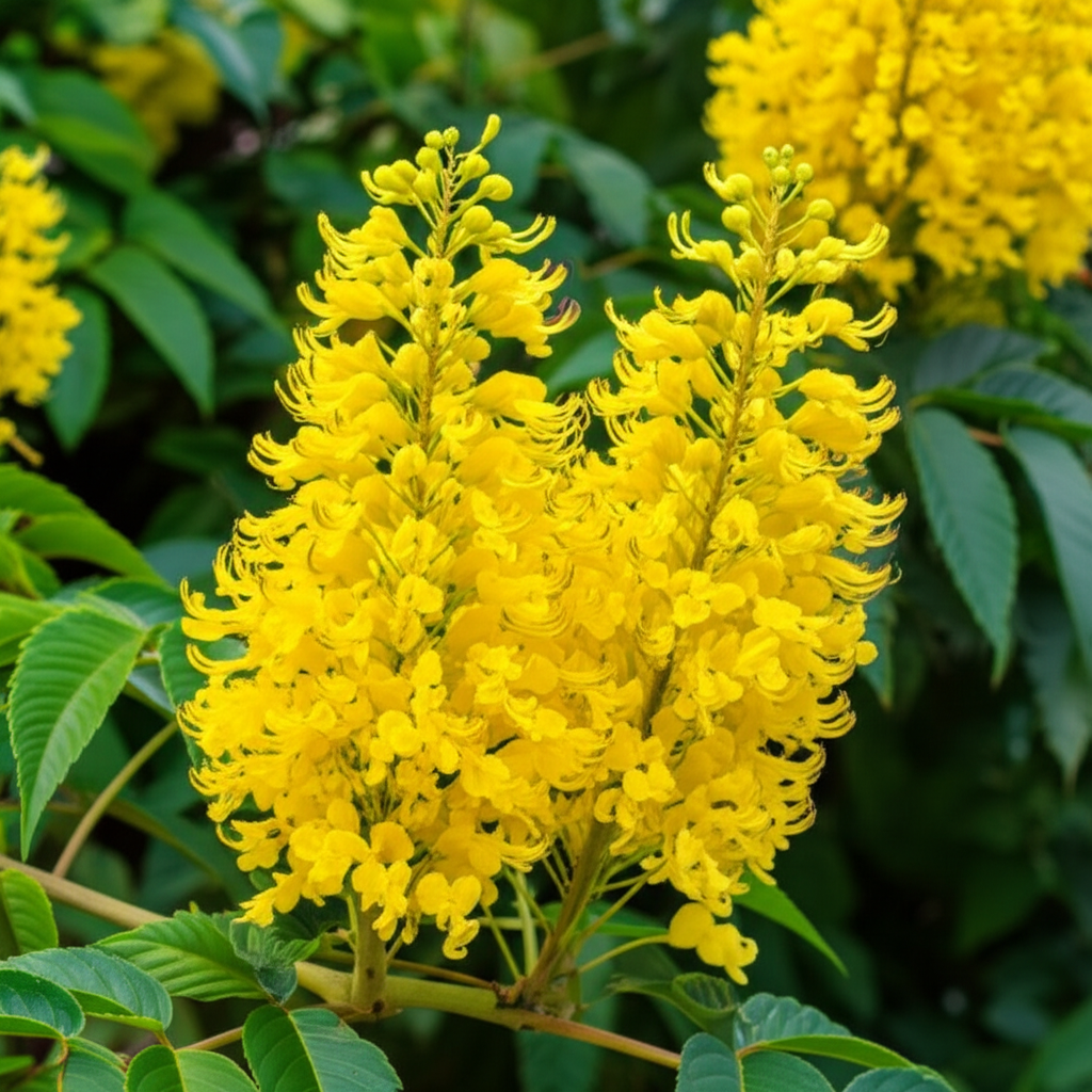 Generate a high-quality, relevant image prompt for an article about: Candle Bush: Stunning Garden Ad