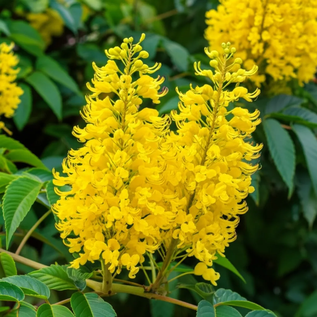 Generate a high-quality, relevant image prompt for an article about: Candle Bush: Stunning Garden Ad