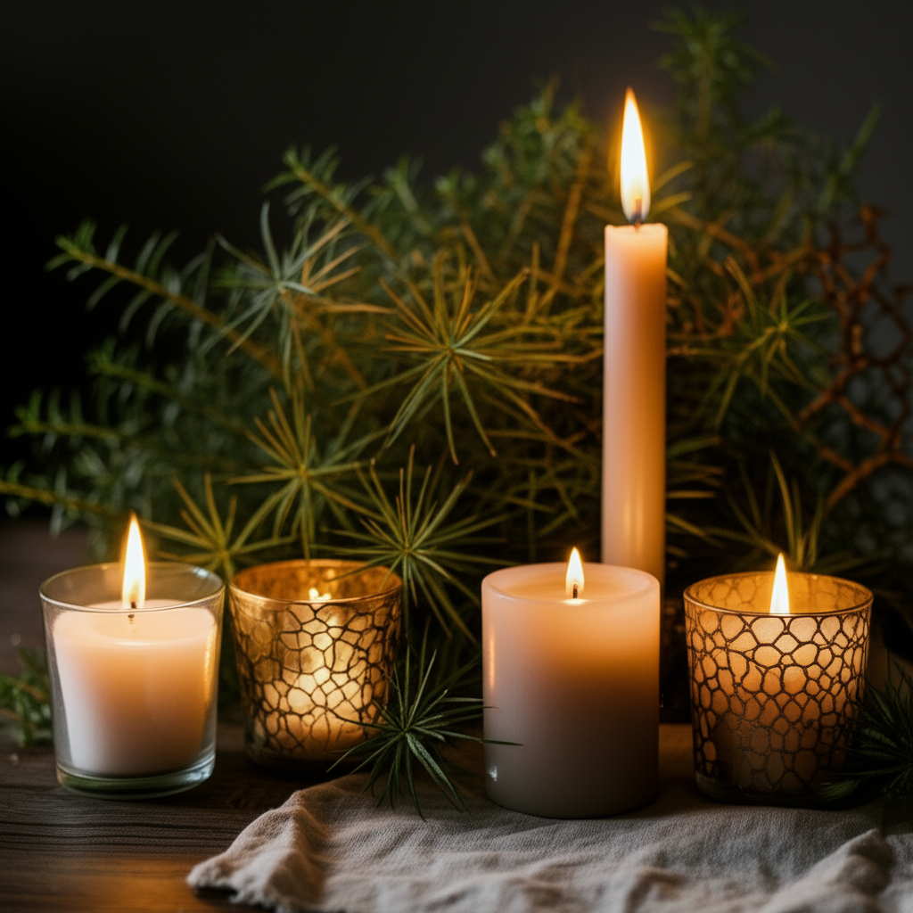 Generate a high-quality, relevant image prompt for an article about: Candle Bush Combos: Stunning &