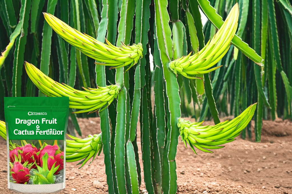 Generate a high-quality, relevant image prompt for an article about: Best Fertilizer Dragon Fruit Ca