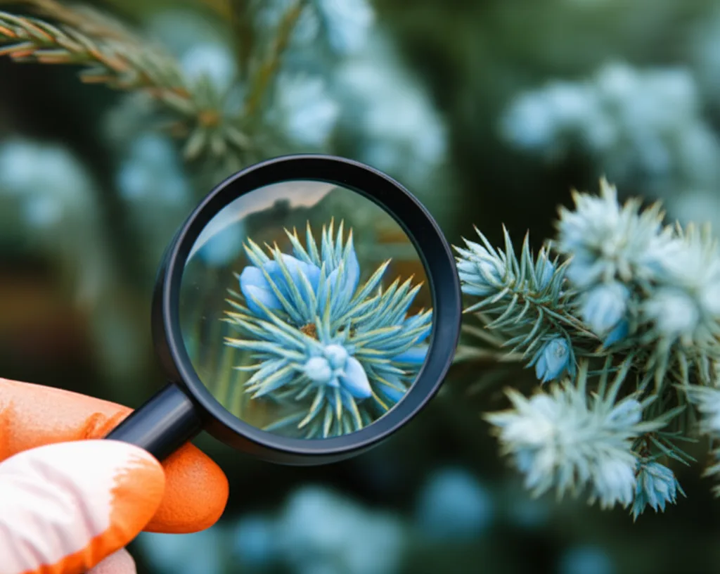 Generate an eye-catching, high-quality featured image prompt for a blog post about: Blue Star Junipe