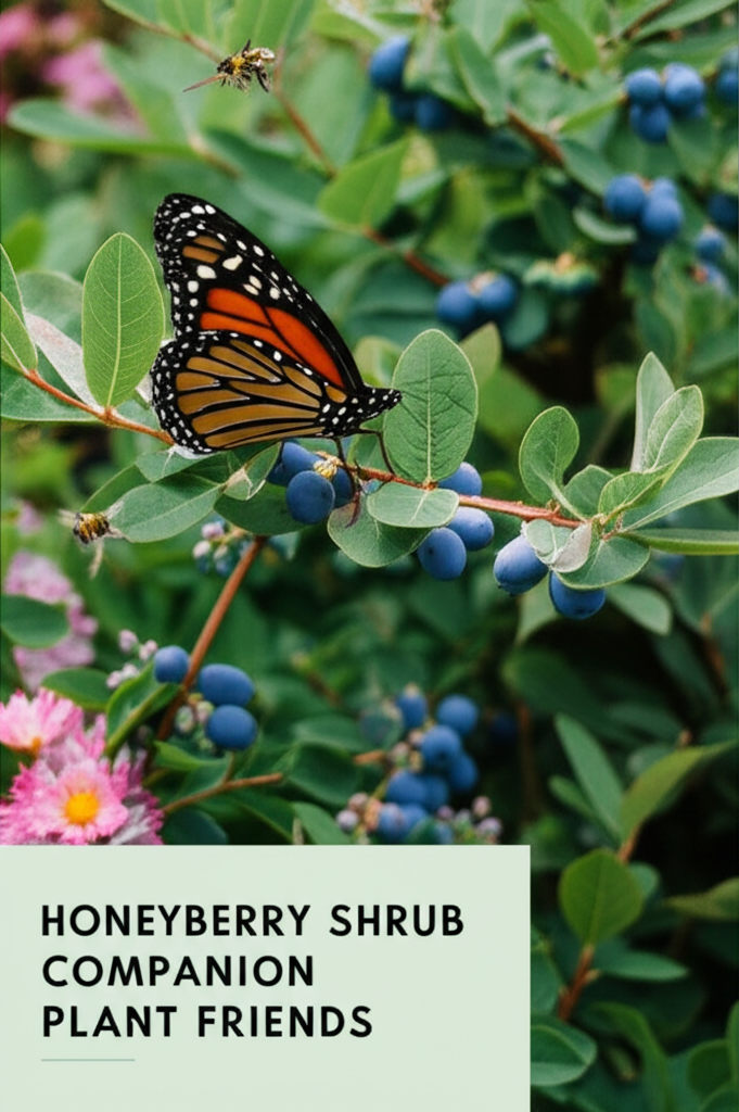 Honeyberry shrub companion flowering plants for pollinators