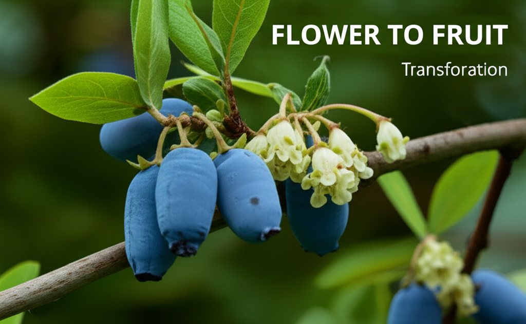 Honeyberry shrub flower to fruit transformation