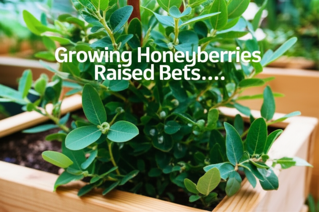 Honeyberry shrub in raised garden beds section visual