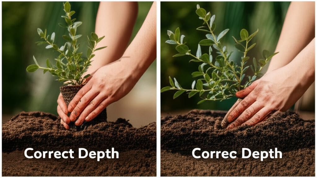 Honeyberry shrub planting depth explained section visual
