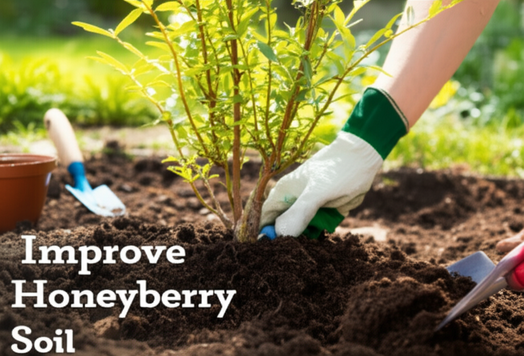 Honeyberry shrub soil improvement for backyard planting section visual