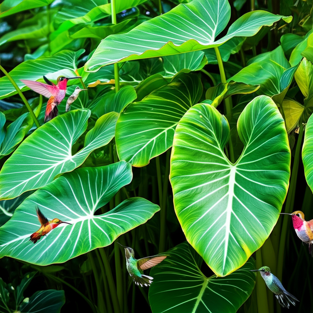 Hummingbird Haven: Effortless Elephant Ear Taro
