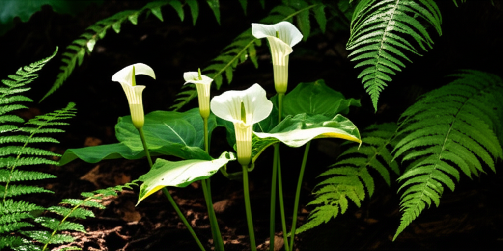Jack-in-the-Pulpit companion planting for shade-loving ferns section visual