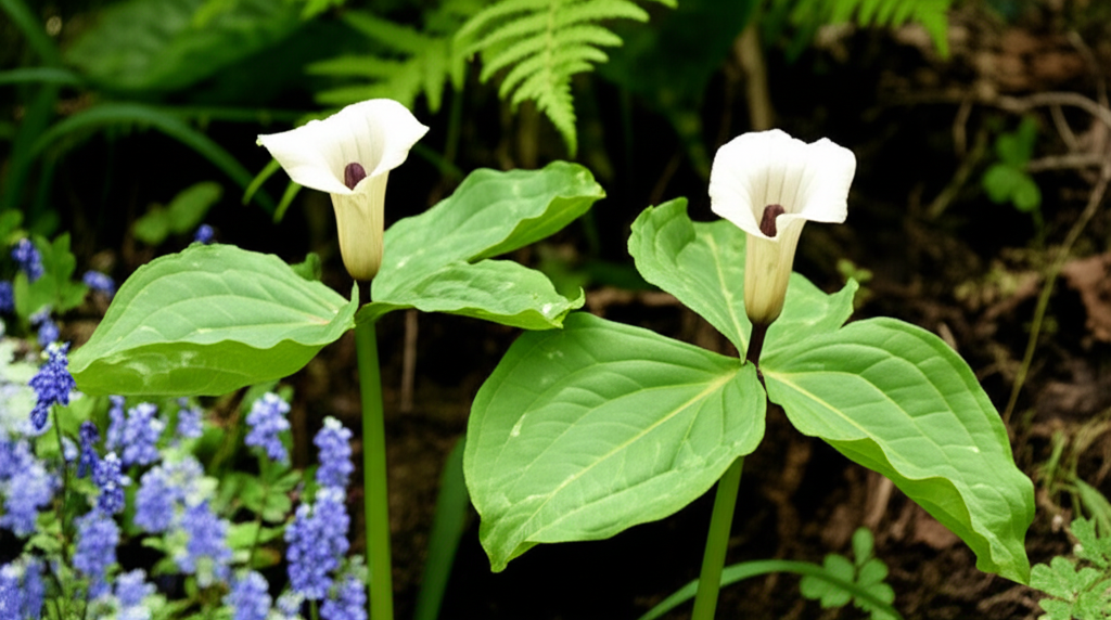 Jack-in-the-Pulpit companion planting for spring bloom patterns