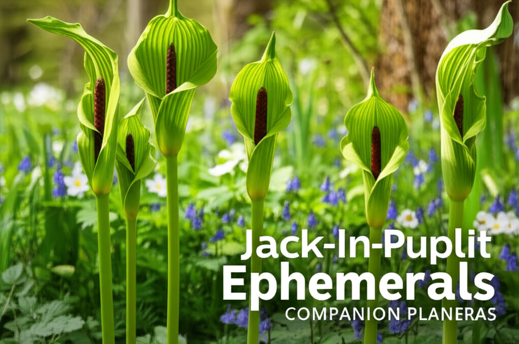 Jack-in-the-Pulpit companion planting with early spring ephemerals
