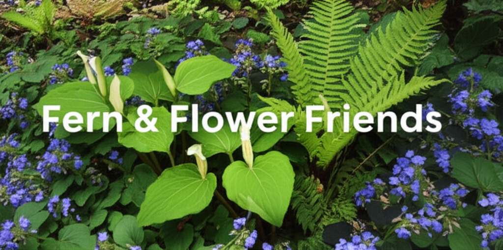 Jack-in-the-Pulpit companion planting with ferns and spring flowers section visual