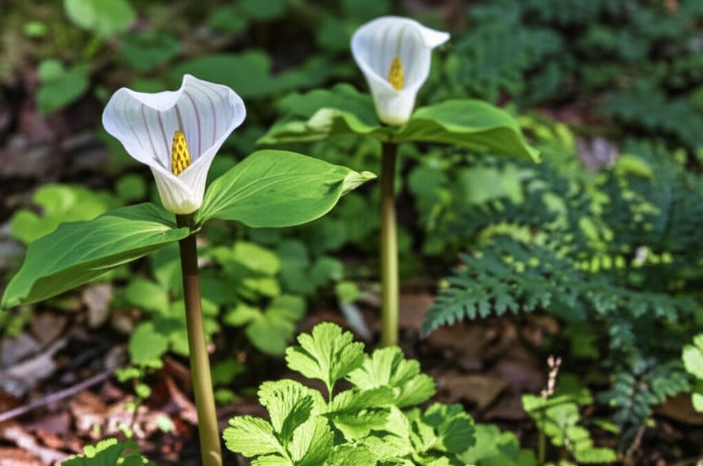 Jack-in-the-Pulpit companion planting with shade-tolerant herbs