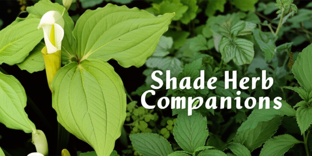 Jack-in-the-Pulpit companion planting with shade-tolerant herbs section visual