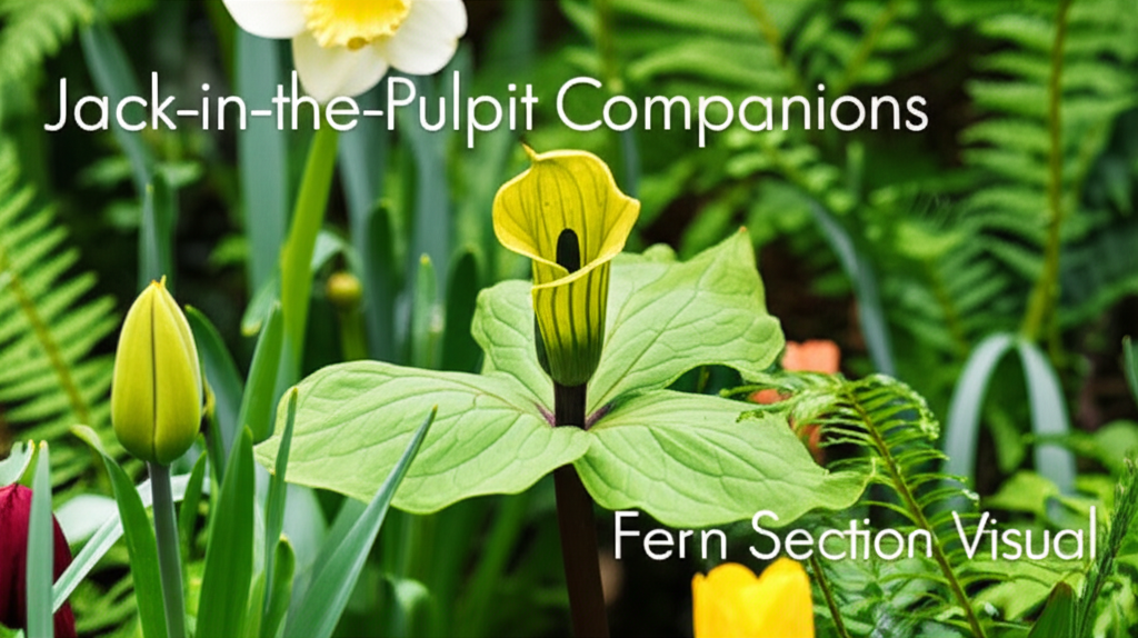 Jack-in-the-Pulpit companion planting with spring bulbs and ferns section visual