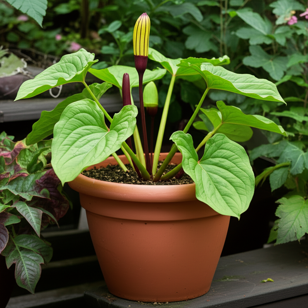 Jack-in-the-Pulpit container garden maintenance tips section visual