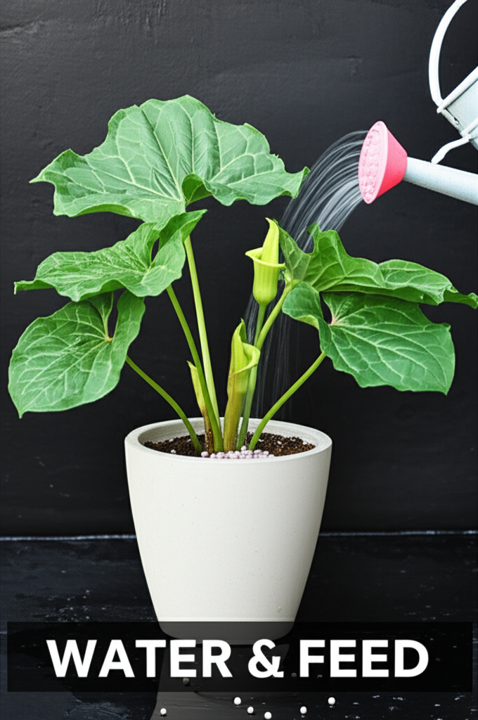 Jack-in-the-Pulpit container garden watering and fertilization