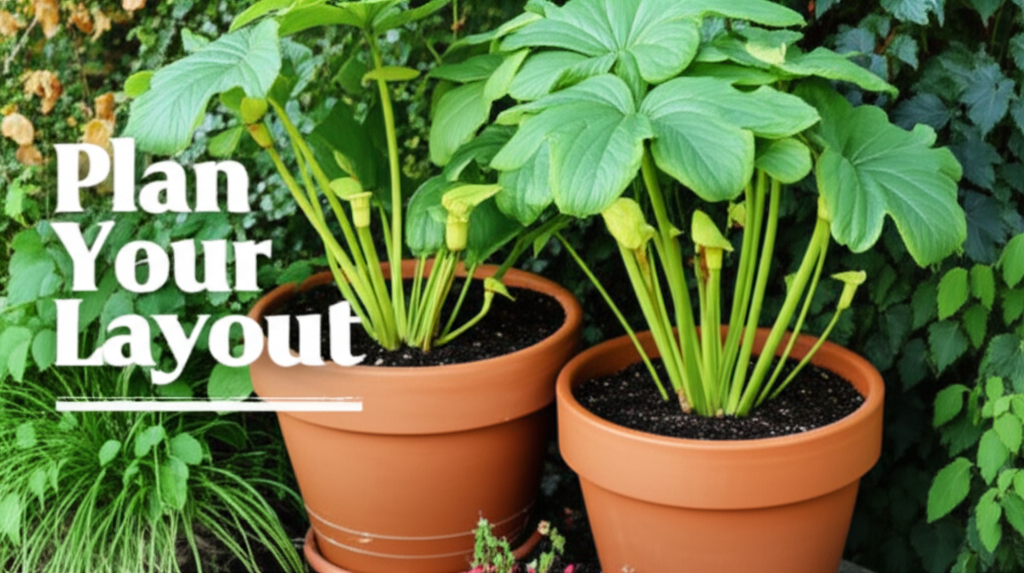 Jack-in-the-Pulpit container gardening layout planning section visual