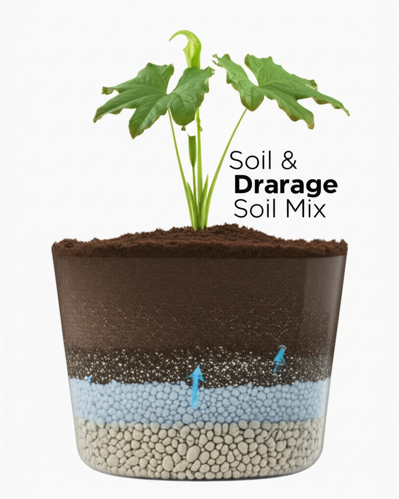 Jack-in-the-Pulpit container planting soil and drainage solutions section visual