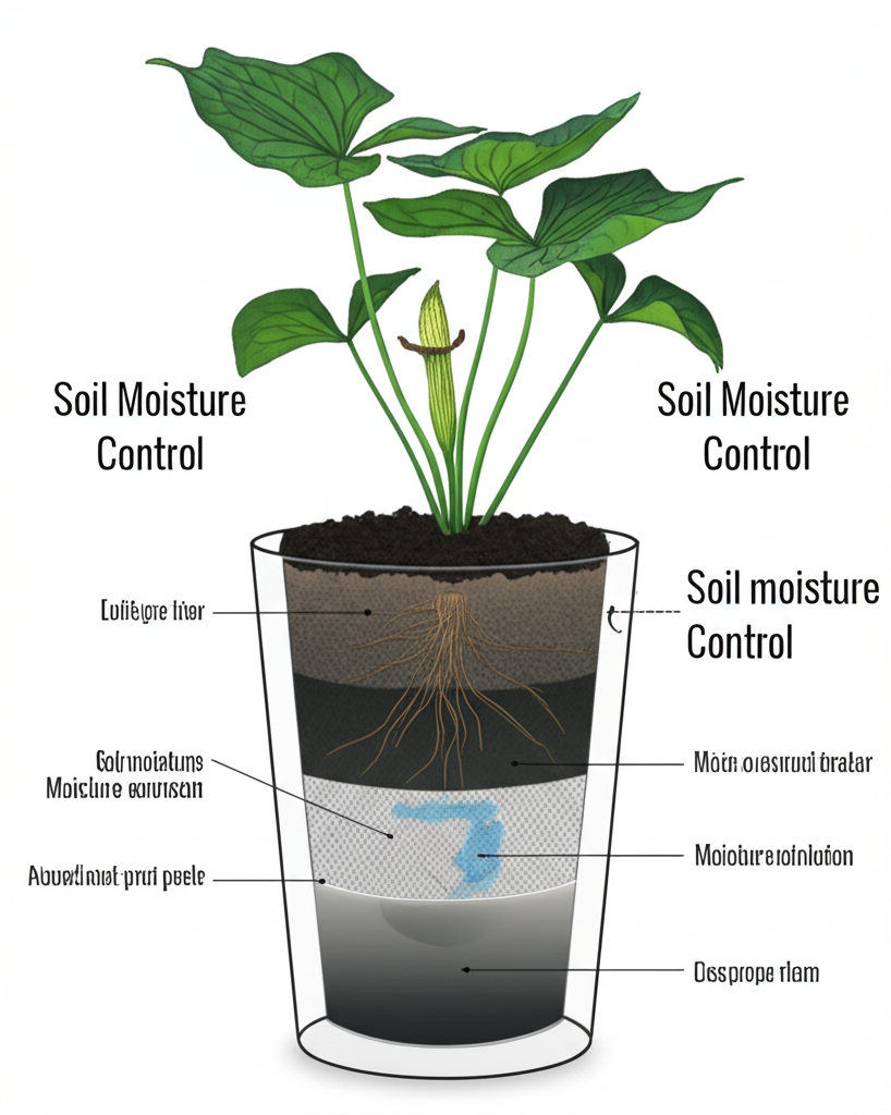 Jack-in-the-Pulpit container planting soil moisture control section visual