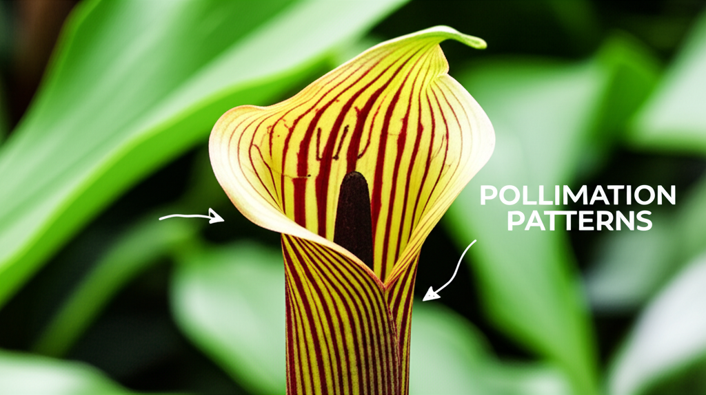 Jack-in-the-Pulpit flower color patterns and pollination section visual